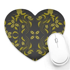 Folk Flowers Print Floral Pattern Ethnic Art Heart Mousepads by Eskimos