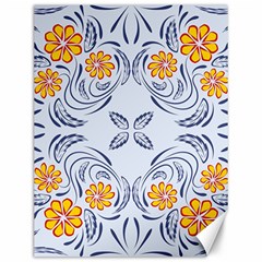 Floral Folk Damask Pattern Fantasy Flowers  Canvas 12  X 16  by Eskimos