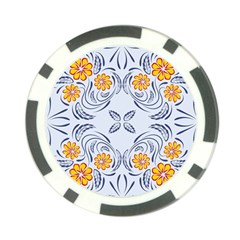 Floral Folk Damask Pattern Fantasy Flowers  Poker Chip Card Guard by Eskimos