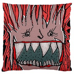 Evil Monster Close Up Portrait Large Flano Cushion Case (one Side) by dflcprintsclothing