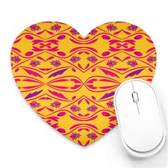 Folk Flowers Print Floral Pattern Ethnic Art Heart Mousepads by Eskimos