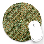 Colorful Stylized Botanic Motif Pattern Round Mousepads Front