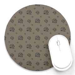 Stylized Cactus Motif Pattern Round Mousepads by dflcprintsclothing