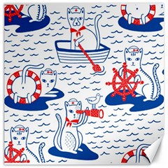 Nautical Cats Seamless Pattern Canvas 16  X 16  by Jancukart