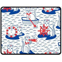 Nautical Cats Seamless Pattern Fleece Blanket (medium)  by Jancukart