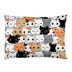 Cute-cat-kitten-cartoon-doodle-seamless-pattern Pillow Case (two Sides) by Jancukart