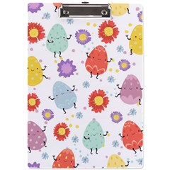 Easter Seamless Pattern With Cute Eggs Flowers A4 Clipboard by Jancukart