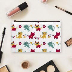 Pattern With Cute Cats Cosmetic Bag (medium) by Jancukart