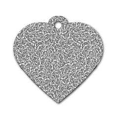 Black And White Hello Text Motif Random Pattern Dog Tag Heart (one Side) by dflcprintsclothing