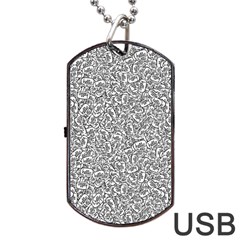 Black And White Hello Text Motif Random Pattern Dog Tag Usb Flash (two Sides) by dflcprintsclothing