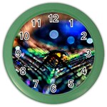 Peacock Feather Drop Color Wall Clock Front