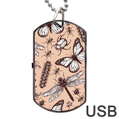 Vintage-drawn-insect-seamless-pattern Dog Tag Usb Flash (one Side) by Jancukart