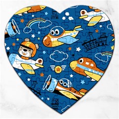 Seamless-pattern-with-nice-planes-cartoon Jigsaw Puzzle (heart) by Jancukart