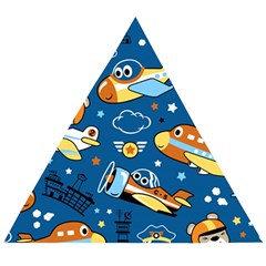 Seamless-pattern-with-nice-planes-cartoon Wooden Puzzle Triangle by Jancukart