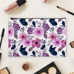 Purple-flower-butterfly-with-watercolor-seamless-pattern Cosmetic Bag (large) by Jancukart