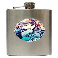 Beautifull Ariel Little Mermaid  Painting Hip Flask (6 Oz) by artworkshop