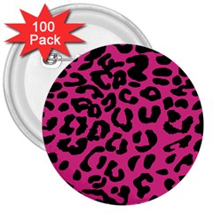 Leopard Print Jaguar Dots Pink Neon 3  Buttons (100 Pack)  by ConteMonfrey