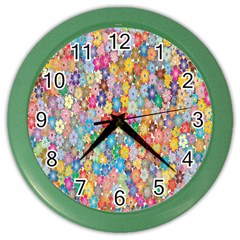 Floral Flowers Color Wall Clock by artworkshop