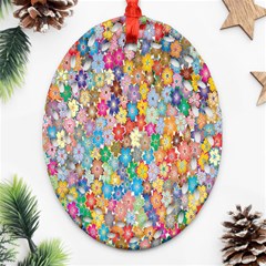 Floral Flowers Oval Filigree Ornament (two Sides) by artworkshop