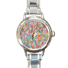 Floral Flowers Round Italian Charm Watch by artworkshop