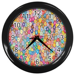 Floral Flowers Wall Clock (black) by artworkshop