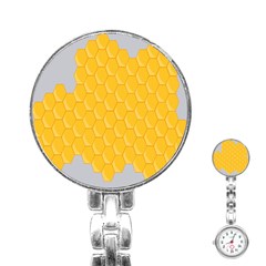 Hexagons Yellow Honeycomb Hive Bee Hive Pattern Stainless Steel Nurses Watch by artworkshop