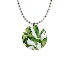 Sheets Tropical Plant Palm Summer Exotic 1  Button Necklace by artworkshop