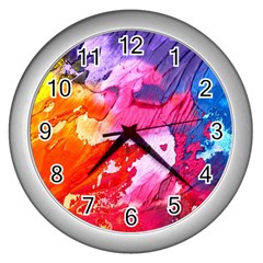 Colorful Painting Wall Clock (silver) by artworkshop