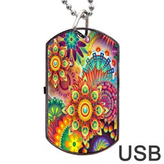 Mandalas Colorful Abstract Ornamental Dog Tag Usb Flash (two Sides) by artworkshop