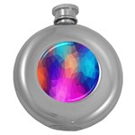 Triangles Polygon Color Round Hip Flask (5 oz) Front