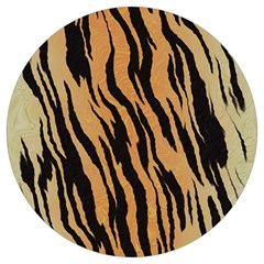 Tiger Animal Print A Completely Seamless Tile Able Background Design Pattern Round Trivet by Amaryn4rt