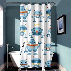 Seamless Pattern With Funny Robot Cartoon Shower Curtain 36  X 72  (stall)  by Jancukart