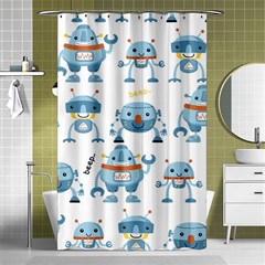 Seamless Pattern With Funny Robot Cartoon Shower Curtain 48  X 72  (small)  by Jancukart