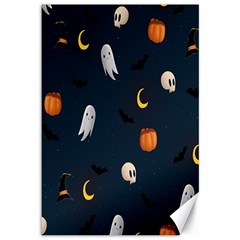 Halloween Ghost Pumpkin Bat Skull Canvas 12  X 18  by artworkshop