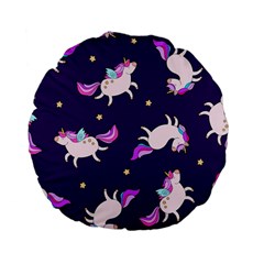 Fantasy-fat-unicorn-horse-pattern-fabric-design Standard 15  Premium Flano Round Cushions by Jancukart