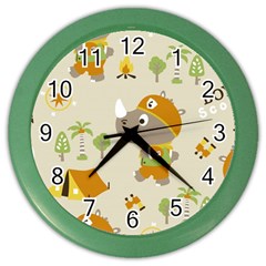 Seamless-pattern-vector-with-funny-boy-scout-scout-day-background Color Wall Clock by Jancukart