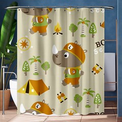 Seamless-pattern-vector-with-funny-boy-scout-scout-day-background Shower Curtain 60  X 72  (medium)  by Jancukart