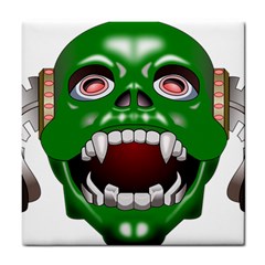 Monster-mask-alien-horror-devil Tile Coaster by Jancukart