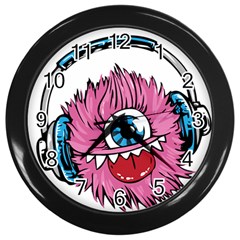 Monster-headphones-headset-listen Wall Clock (black) by Jancukart