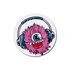 Monster-headphones-headset-listen Rubber Coaster (round) by Jancukart