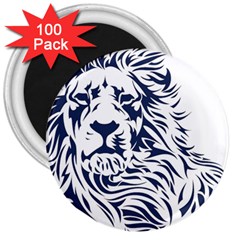 Head Art-lion Drawing 3  Magnets (100 Pack) by Jancukart