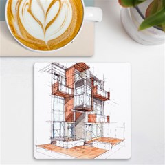 Rag-flats-onion-flats-llc-architecture-drawing Graffiti-architecture Uv Print Square Tile Coaster  by Jancukart