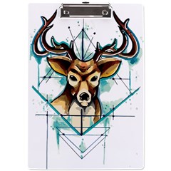 Deer-unicorn-tattoo-drawing-vector-watercolor A4 Clipboard by Jancukart