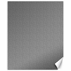 Soot Black And White Handpainted Houndstooth Check Watercolor Pattern Canvas 16  X 20  by PodArtist