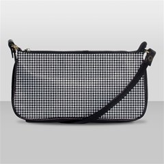 Soot Black And White Handpainted Houndstooth Check Watercolor Pattern Shoulder Clutch Bag by PodArtist