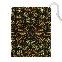 Folk Flowers Print Floral Pattern Ethnic Art Drawstring Pouch (5xl) by Eskimos