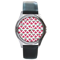 Illustration Watermelon Fruit-food Melon Round Metal Watch by Sapixe