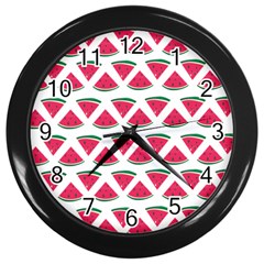 Illustration Watermelon Fruit Food Melon Wall Clock (black) by Sapixe