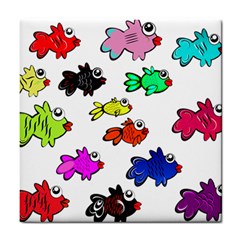 Fish Fishes Marine Life Swimming Water Tile Coaster by Sapixe