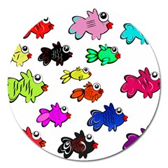 Fish Fishes Marine Life Swimming Water Magnet 5  (round) by Sapixe